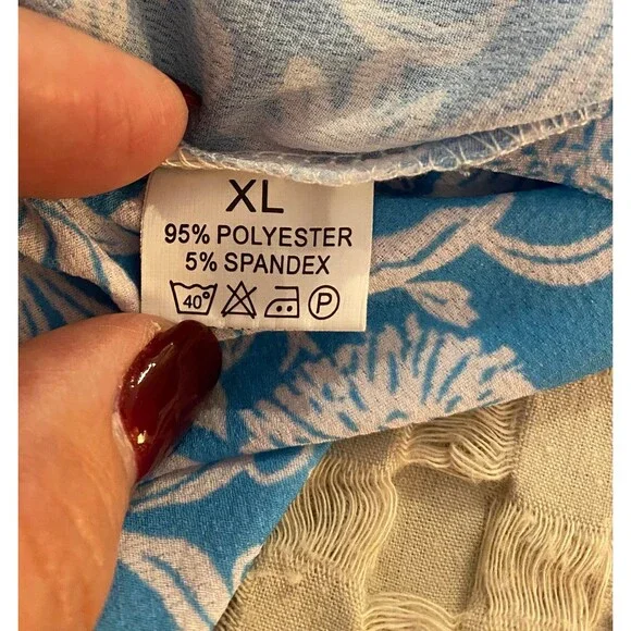 Womens Blouse Plus Size XL Blue Flowy Boho Peasant Bell Sleeve Casual Feminine - Picture 8 of 10